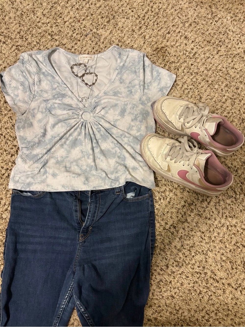 Ultra Flirt Light Blue Tie-Dye Crop Top